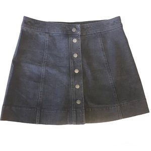 Madewell Metropolis dark grey wash denim jean snap up mini skirt size 12
